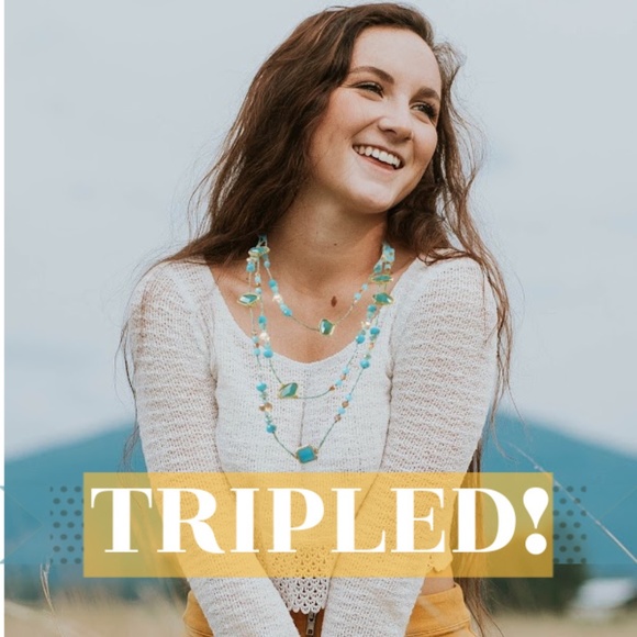 Statement Necklace 80" Long Handcrafted Glass and Crystal Beads - Picture 4 of 5